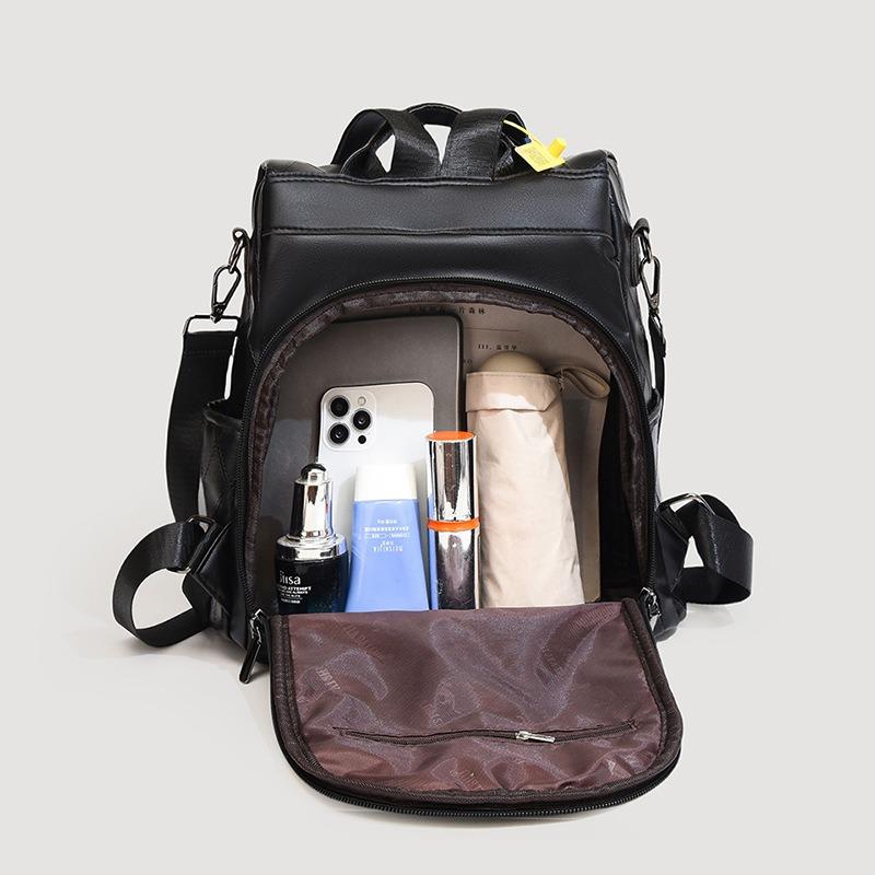 Stylish Large-capacity Backpack Women's New Diamond Student Schoolbag Solid Color Simple Multi-functional Shoulder Bag Women