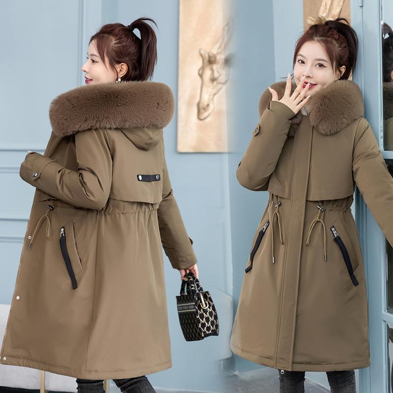Live Face Long Pie To Overcome Women's Winter New Thickened Removable Liner Slim Down Cotton Clothes Tide