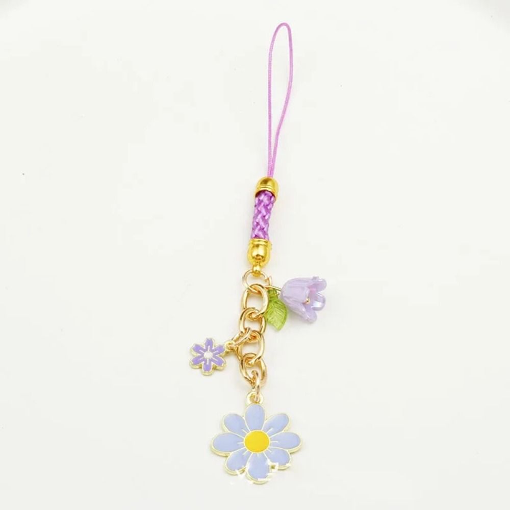 Short Style Mobile Phone Case Keychain Sakura Flower Phone Lanyard Mobile Phone Lanyard  Car Key