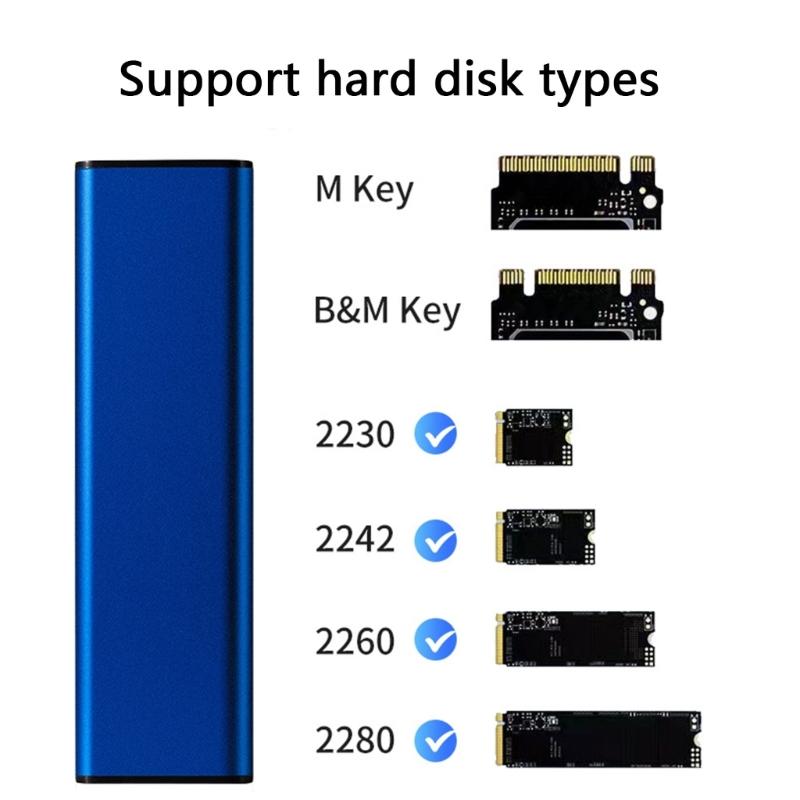 M.2 Solid Drive Case Box NVME/Other Protocols Optional Shock Resistant Aluminum Enclosure for Secure Data Backups