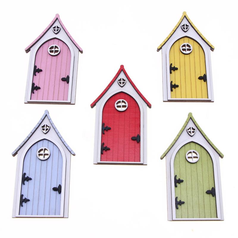 Dollhouse Mini Wooden Fairy Tale Door Dollhouse Gnome Door Model Miniature Garden Scene DIY Furniture Decoration Accessories