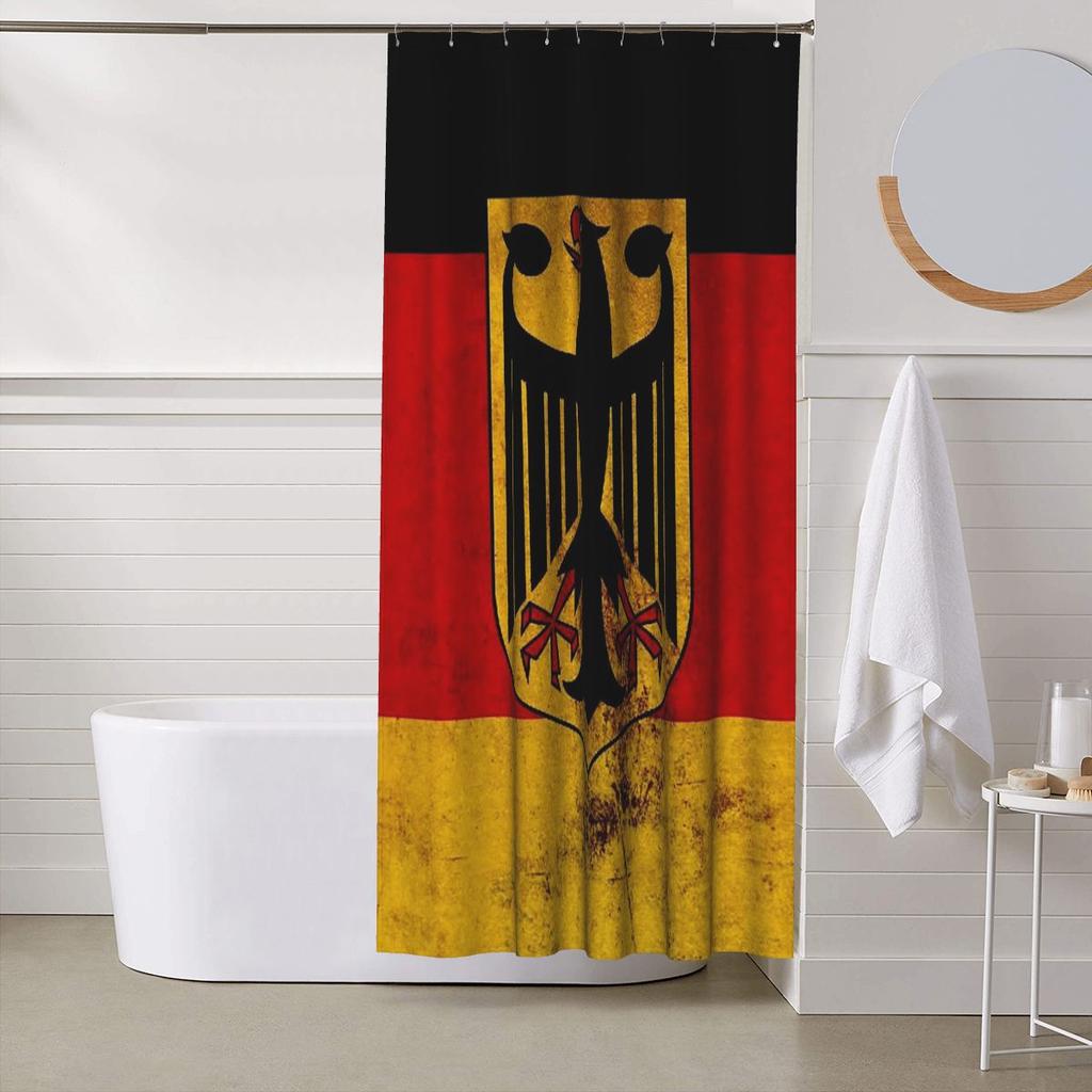 Cortina de ducha de baño de poliéster impermeable con ganchos, Imperio del Reich Dk Alemán