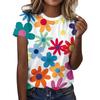 Retro floral 3D printing T-shirt women's casual O-neck short-sleeved T-shirt street Harajuku women's clothing
