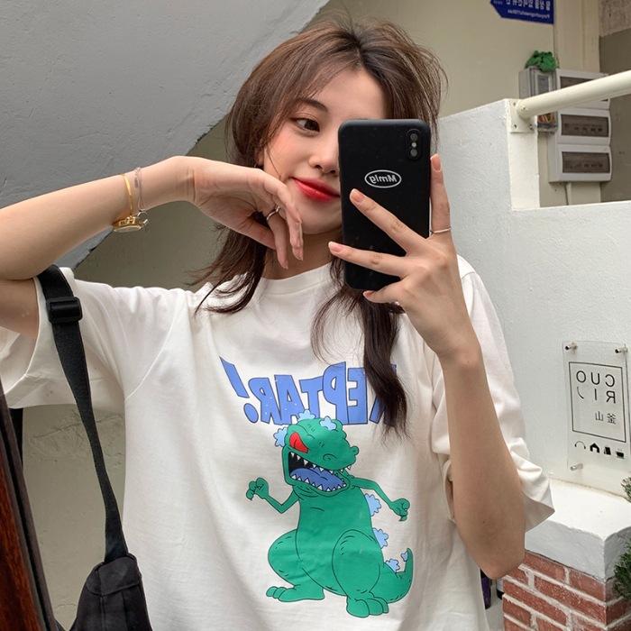 

Pure cotton spring and summer new European and American trendy brand Korean version loose half-sleeved top and short-sleeved t-shirt women s clothing S
