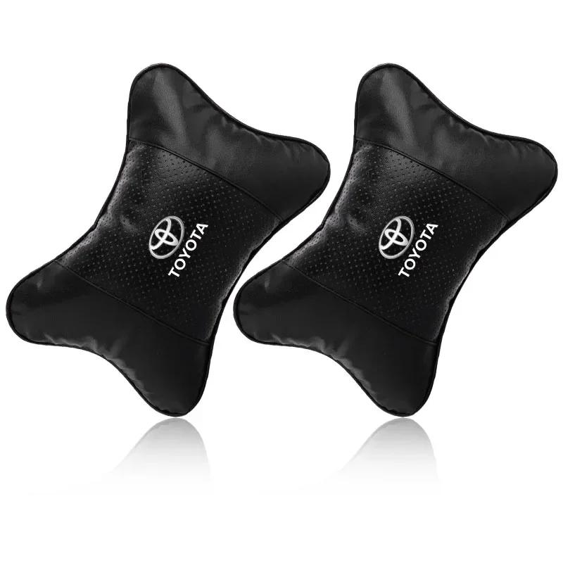1/2Pcs Leather Car Interior Seat Headrest Neck Pillow Car Accessories For Toyota GR Camry Corolla Yaris Chr Auris Avensis T25