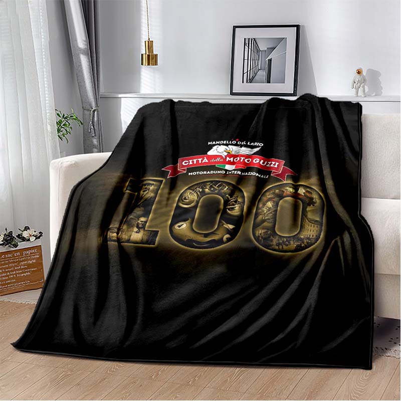 3D Retro Motorcycle G-Guzzi Flannel Printed Blanket Home Sofa Bed Warm Oversized Home Bedding Office Picnic Gift Soft Blanket