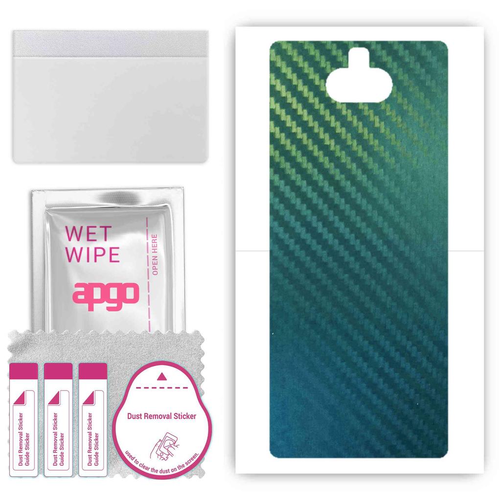 apgo Protective Skin Sticker for the Back Compatible with Sony Xperia 10, Wrap Film, Foil, Vinyl - Pattern Carbon Chameleon CAKA1
