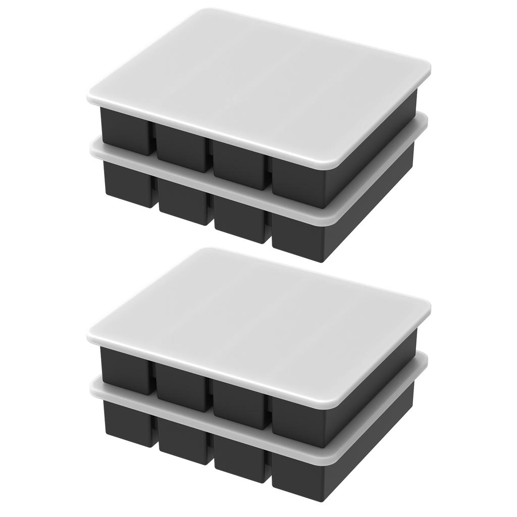 4 Pcs Silicone Freezer Molds Easy Meal Prep Container with Lids Multi-purpose Food Freezer Trays Release Ice Cube Mold for Soups