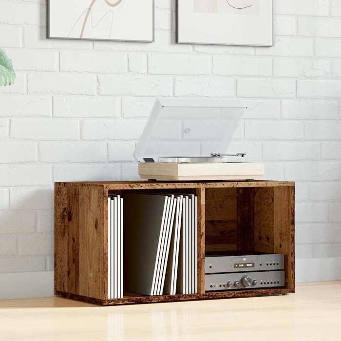 VidaXL Boîtes de rangement LP vieux bois 69,5x34x36 cm bois ingénierie, table pour tourne-disque, meuble de rangement pour 855786