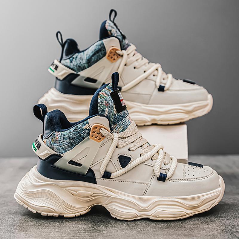 

Мужские высокие кроссовки осень-зима 2024 новые молодежные спортивные универсальные на толстой подошве увеличивающие рост нескользящие кроссовки для папы 39