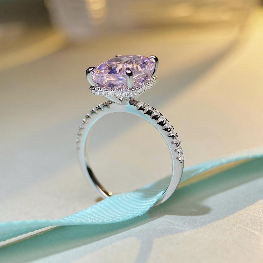 Tancise S925 Sterling 8*10 Pink Diamond High Carbon Finger Woman