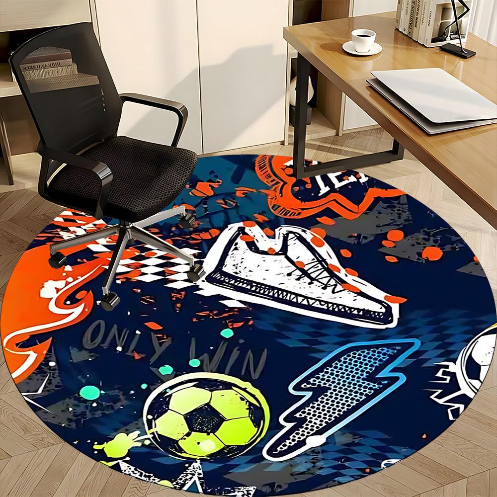 1 Stück Fußball Sport Büro Runder Teppich, Matte Geeignet für Büro, Unter Bürostühlen Schlafzimmer Wohnzimmer Heimdekoration, Raum Deko