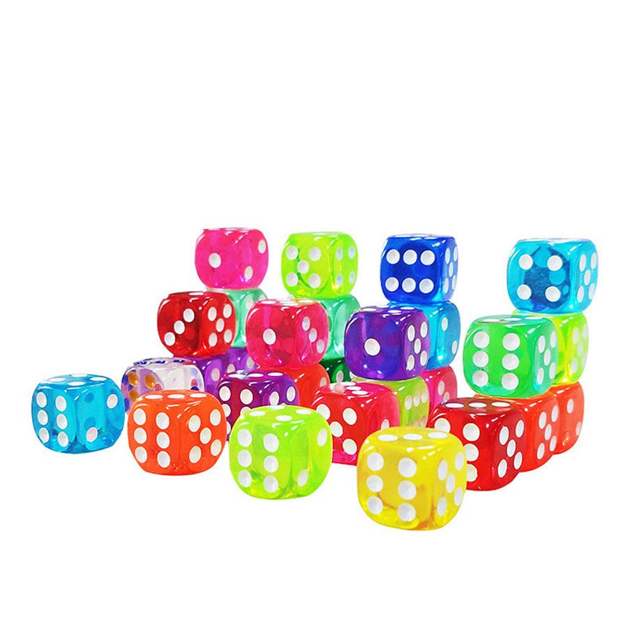 10/20pcs 14mm Acrylic Colour Transparent Rounded Dice Party Entertainment Drink Game D6 Crystal Dice Table Board Game JXB