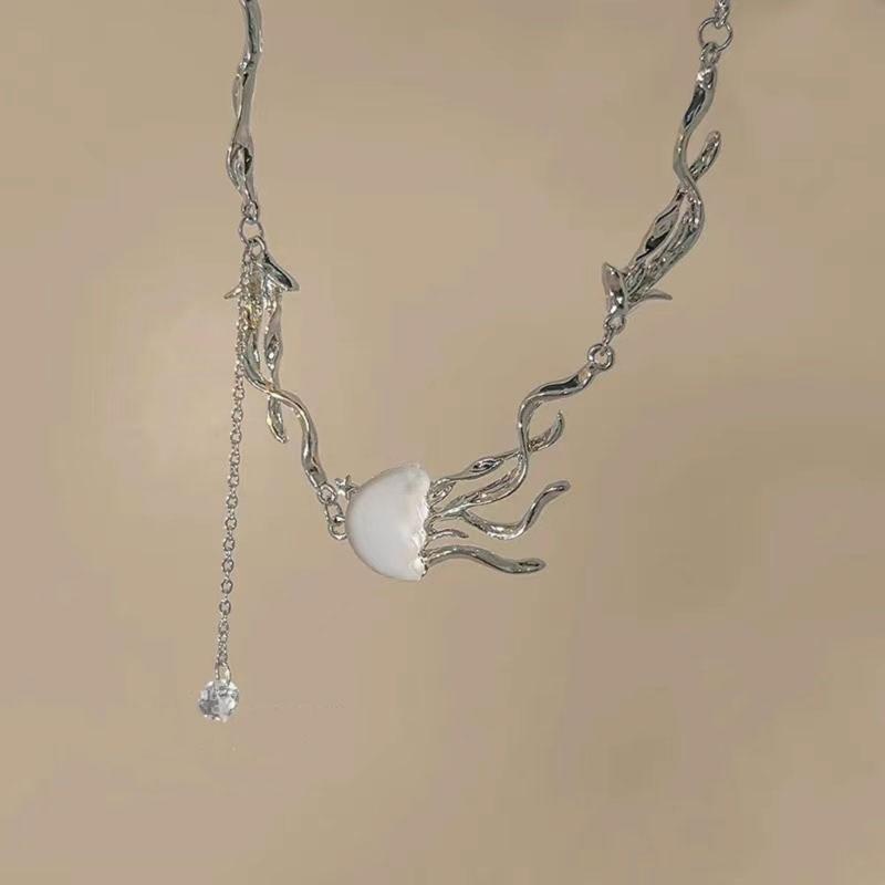 Jellyfish Shape Necklace/Earrings Delicate Decorative Jewelry Accessories Lightweight Jellyfish Pendant Necklace/Earring