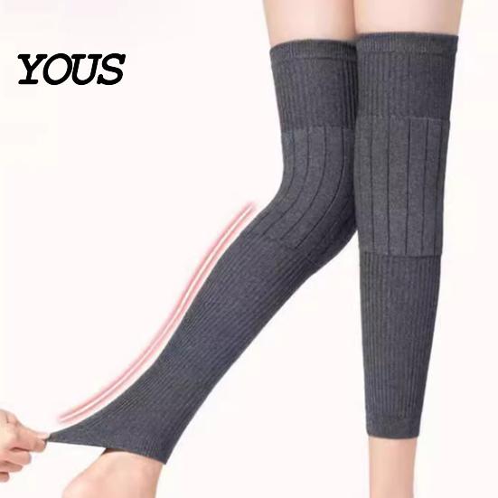 Winter Leg Protectors 1 Pair Knit Warmers for Elderly Women, Soft Stretchy Breathable Thick Knee Sleeves, Anti-slip Long Boot Socks Cold Weather