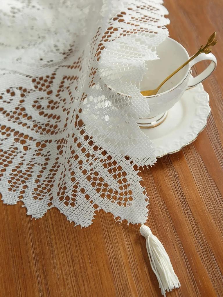 1PC Retro Polyester Fiber Lace Mesh Dining Mat Suitable For Home Decoration Such As Dining Tables, One Piece Set