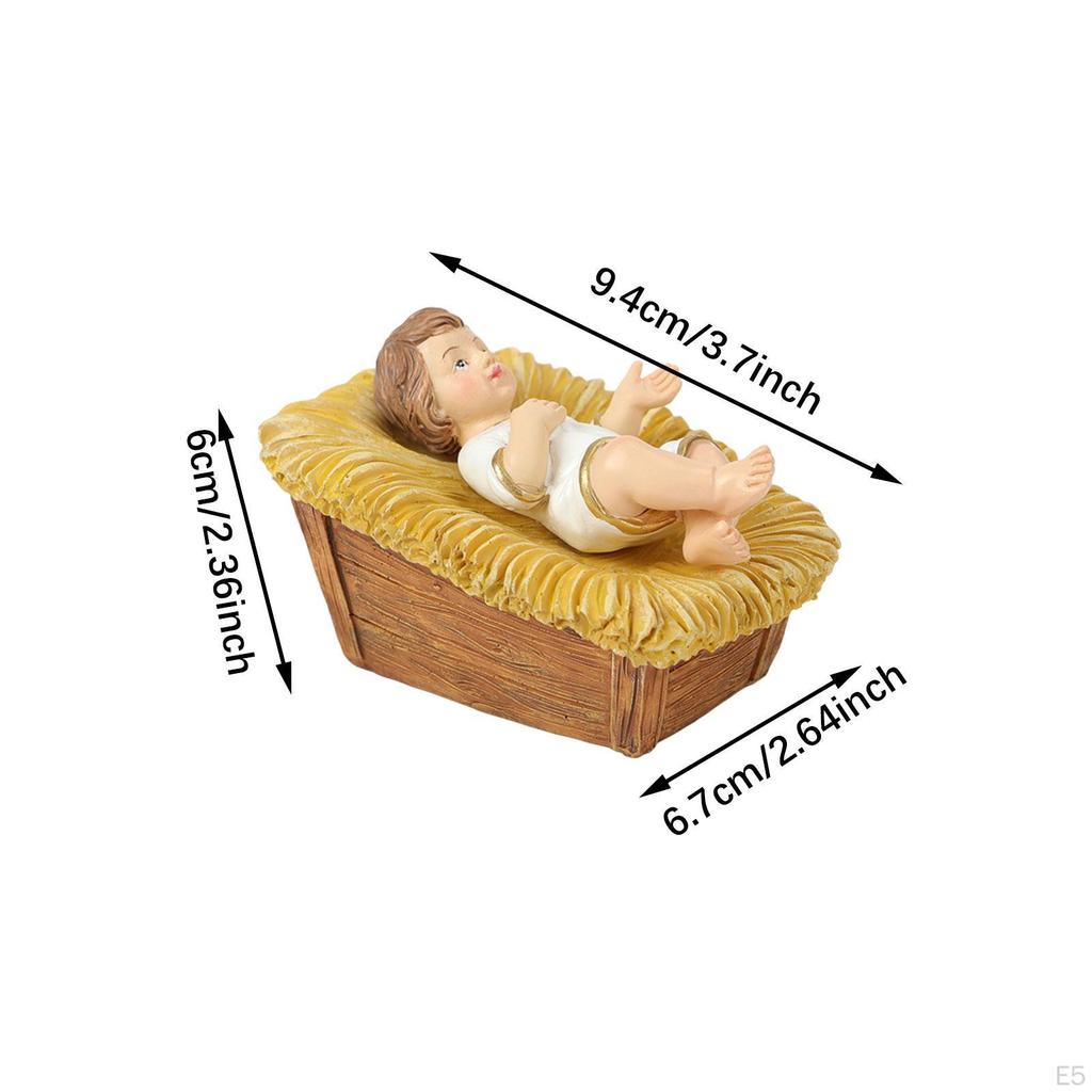 Dzieciątko Jezus w żłóbku Statua Figurka z żywicy Kolekcjonerskie rękodzieło Prezent Ozdoba Rzeźba na biurko