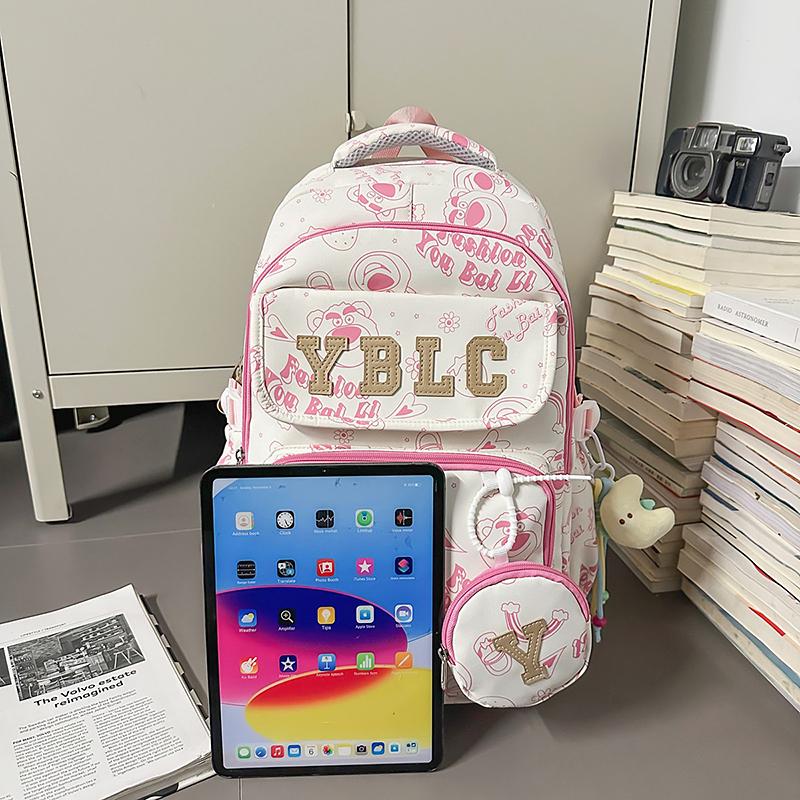 Printed Student Schoolbag Men's Large Capacity Travel Backpack Women's Campus Backpack with Coin Purse