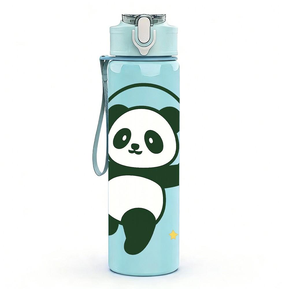 1PC Cute Panda Bear 750ml Color Plastic Sports Water Bottle Leakproof Flip Straw Lid Suitable for Sports Office Home Use