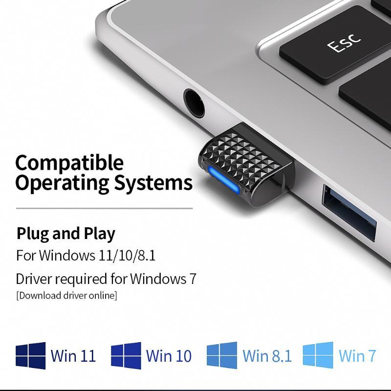 USB Bluetooth 5.4 Adapter 2-in-1 Audio Transmitter Receiver HD Sound Wireless Dongle for Car TV PC Gaming Headphones