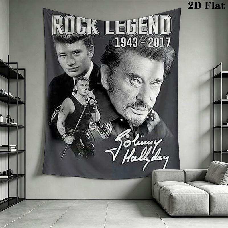 Johnny Hallyday Rock Legend Remembered Tapestry Background Cloth Fashion Print Christmas Gift Work Of Art Background Wall Hanging Cloth