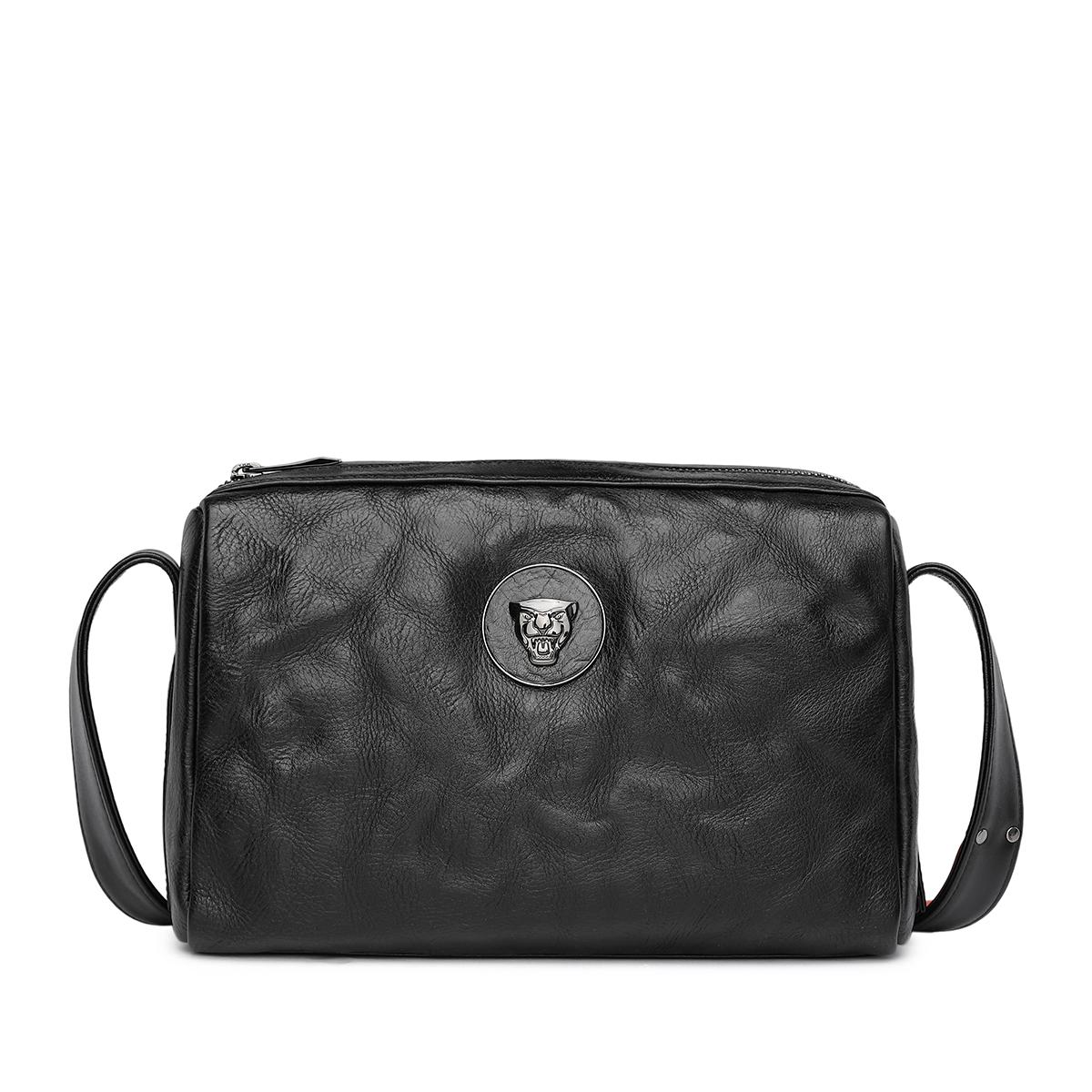 

Новая маленькая квадратная сумка JAGUAR из коровьей кожи, сумки через плечо, сумки на плечо, обычная мужская черная JM1221503101 26.9*11.9*18.0CM