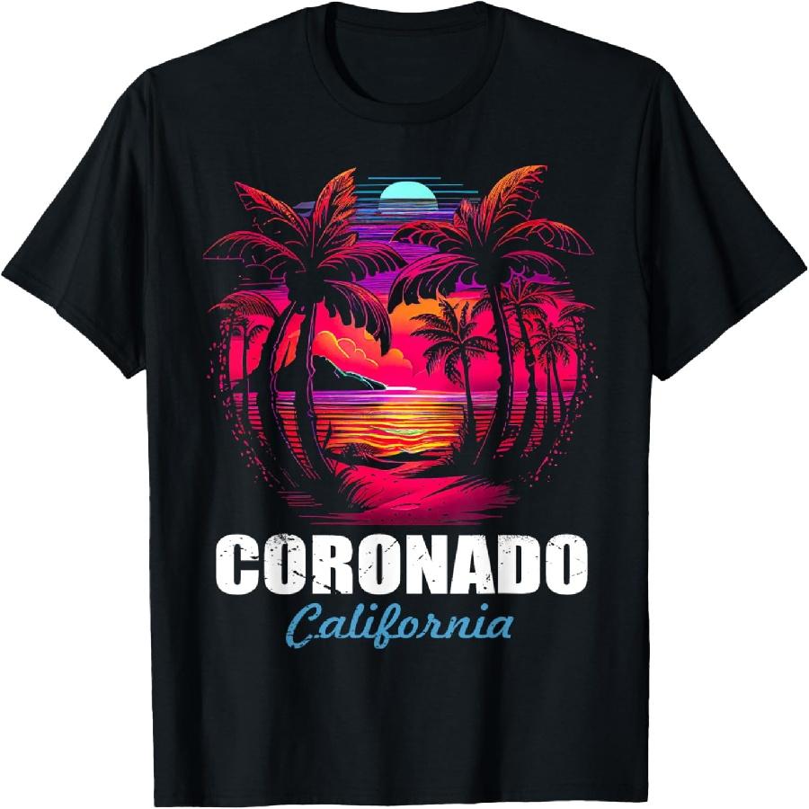 Retro Coronado California Sunset Vintage Vacation Souvenir T-Shirt XXXXXL чёрный
