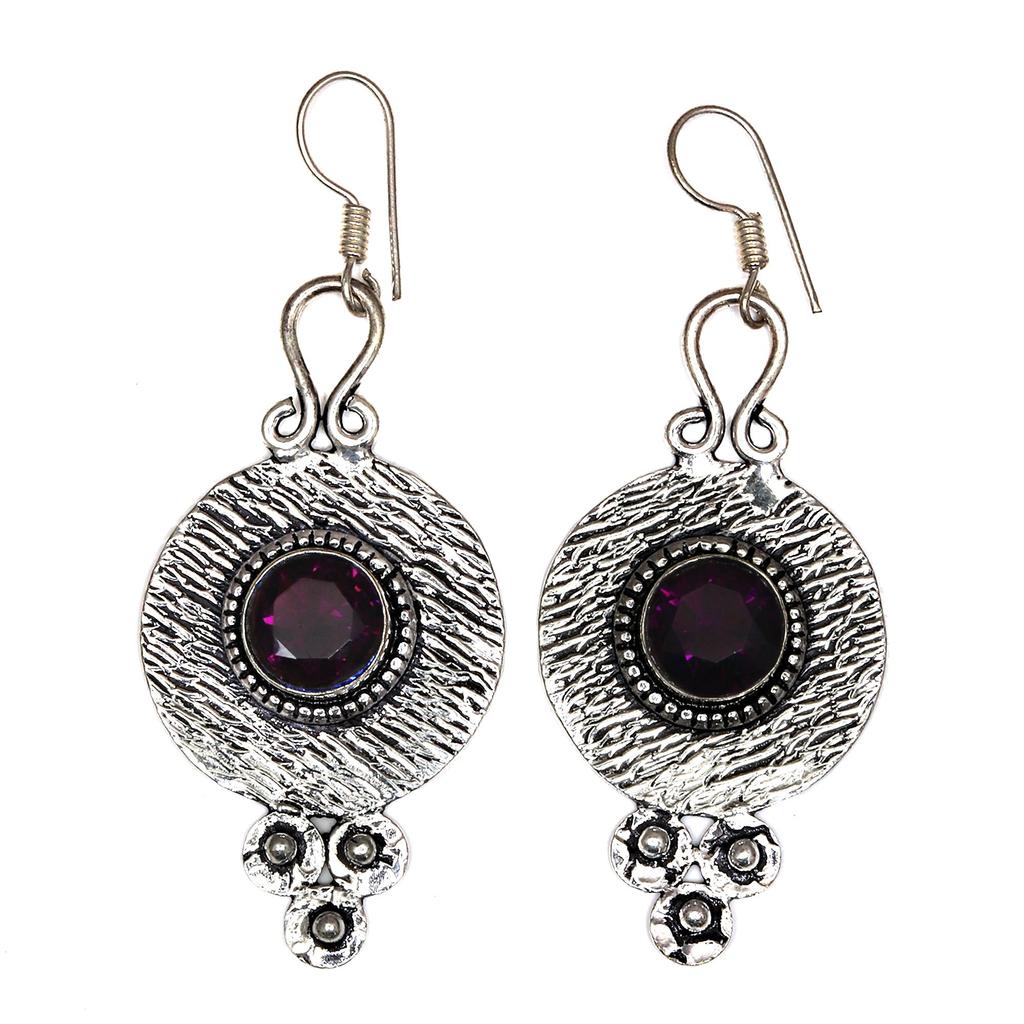 925 Silver Amethyst Sterling Gemstone Earring Jewelry Handmade Earrings Purple