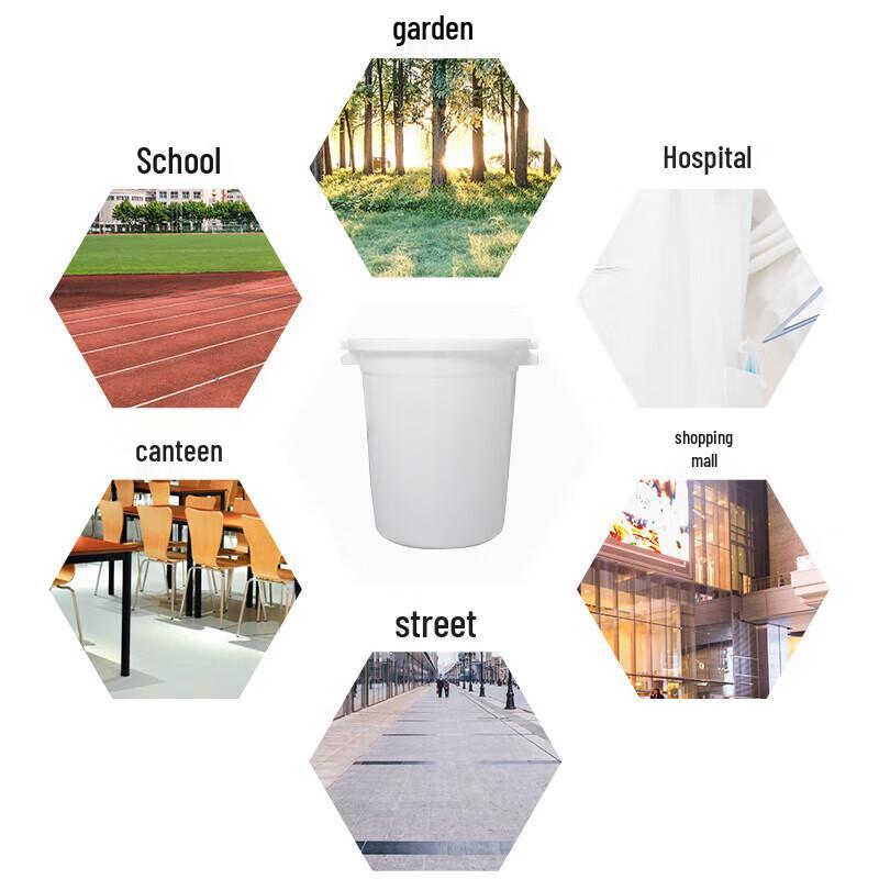 Biaotuo Großer weißer runder Kunststoff-Aufbewahrungs- und Mülleimer mit Deckel