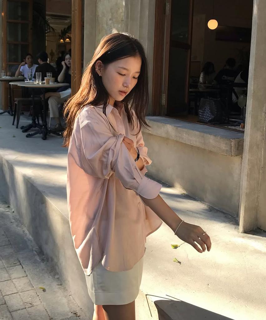 SINOON Sheer Loose Shirt (Light Pink)