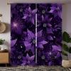 Christmas Flower Printed Curtains Decorations Home Room Set Of 2 Made Polyester