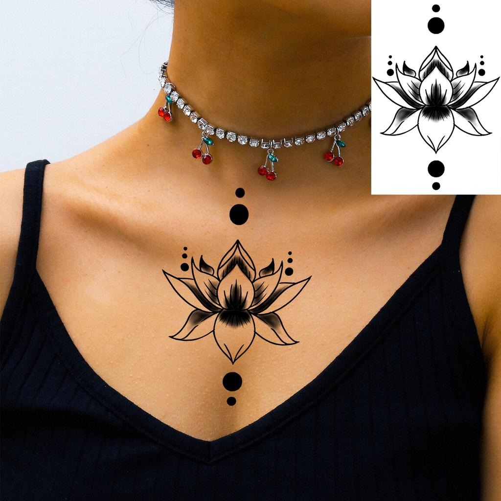 1 Foglio Rose Foglie a Falce Tatuaggi Temporanei Per Mani Collo Adulti, Adesivo Tatuaggio Finto Impermeabile Lunga Durata Realistico