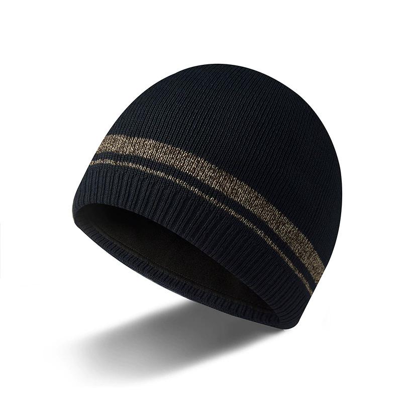 WTEMPO Men's Solid Color Thick Fleece Winter Soft Plush Woolen Hats Cold-proof Windproof Outdoor Cycling Knitted Hats