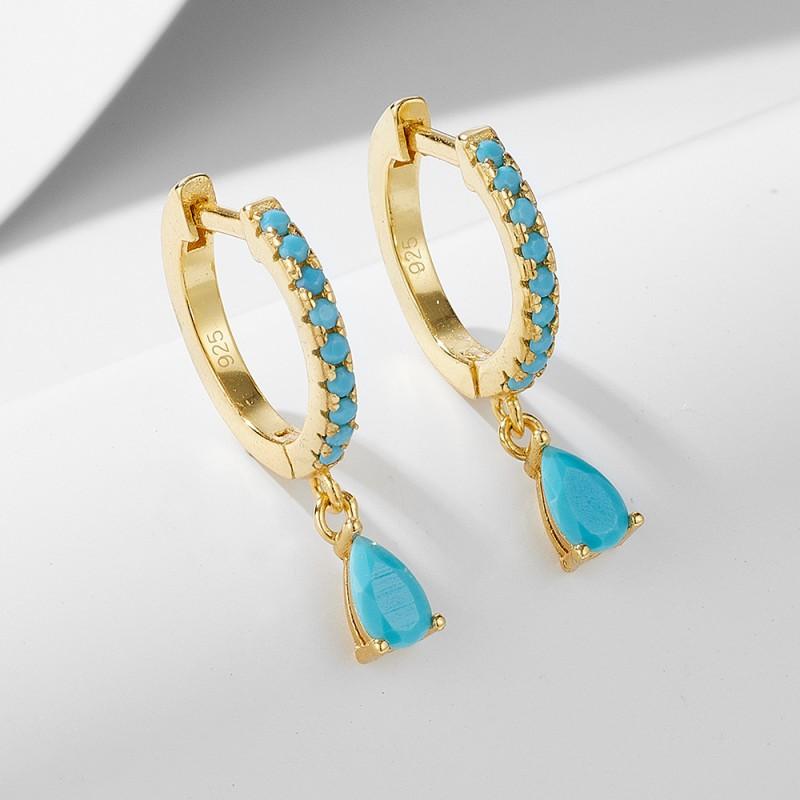 Elegant Turquoise Drop Earrings Women Sterling Hypoallergenic Fashion Jewelry 925 Sterling Silver