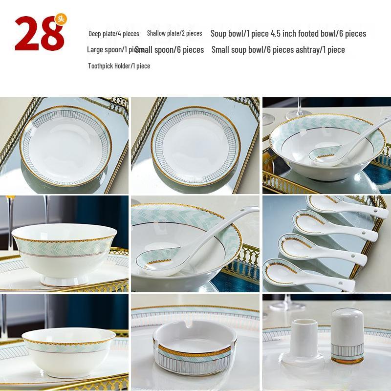 Zhi Shi Jingdezhen 28-Piece European Bone China Dinnerware Set
