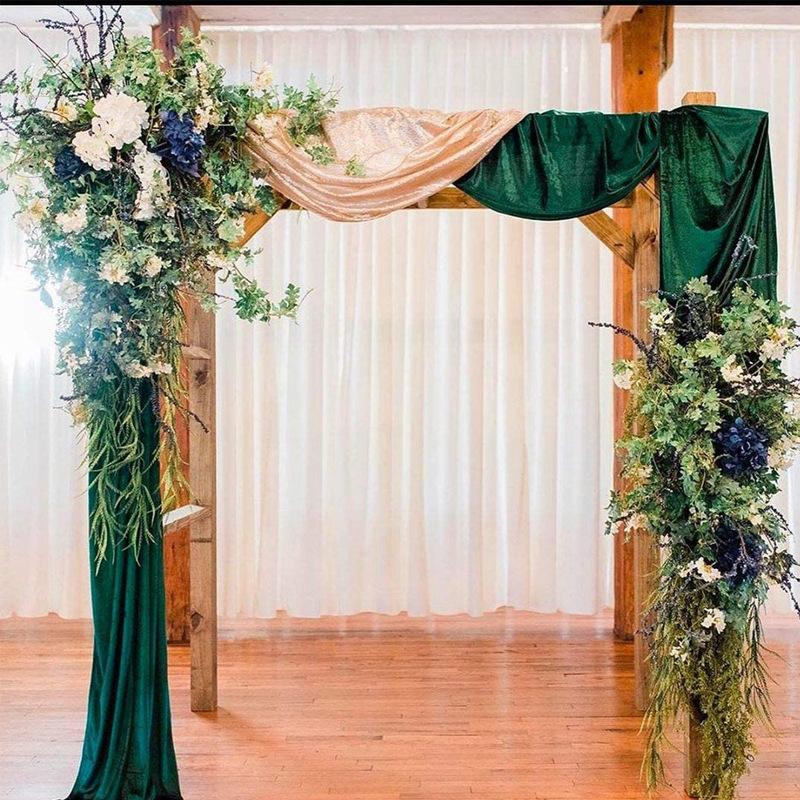 Green Velvet Table Runner Wedding Tablecloth Dinner Party Decoration Table Flag