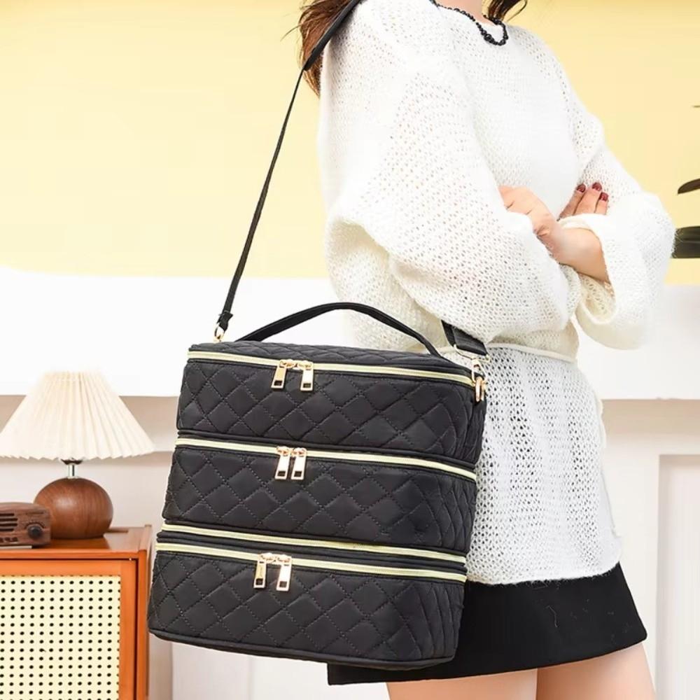 Portable Nail Care Tool Storage 3 Layer Shoulder Bags Gifts Cosmetic Bag Beauty Tool