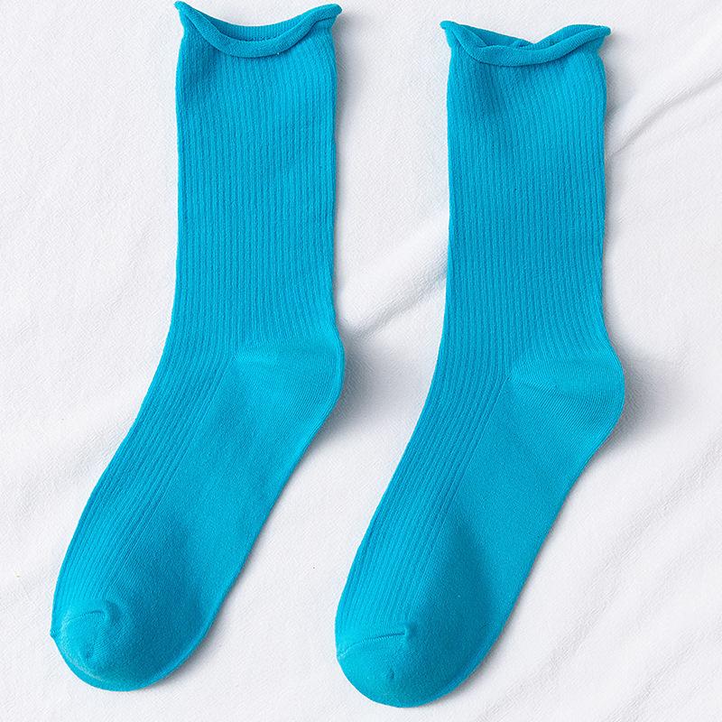 Colorful Women's Mid-Calf Candy Color Cotton Socks - Versatile for Spring and Autumn, Sporty and Over-the-Knee.