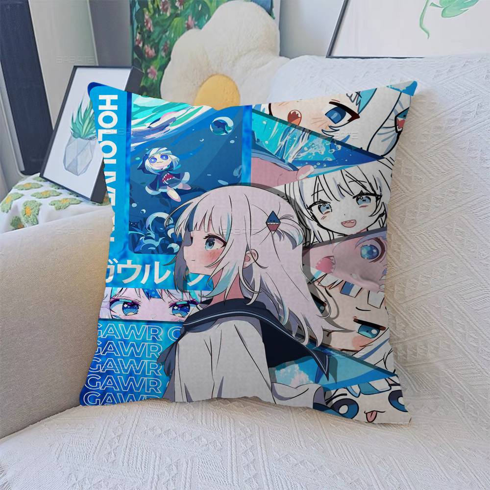 Gawr Gura Kawaii Cushion Cover Pillow Cover Decor Pillowcase Printed Cushion Case for Couch