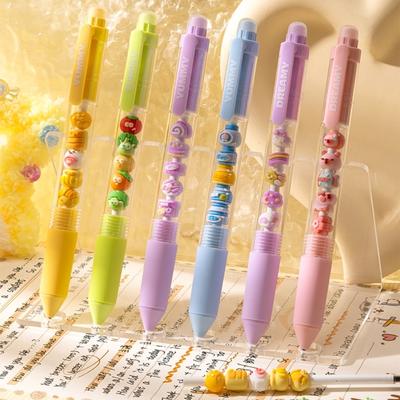 2/4 Stück Cartoon Perlen Gelstift Einziehbarer Gelstift 0,5 mm Spitze Studewnt Schreibstift Schnelltrocknend zum Schreiben Journaling