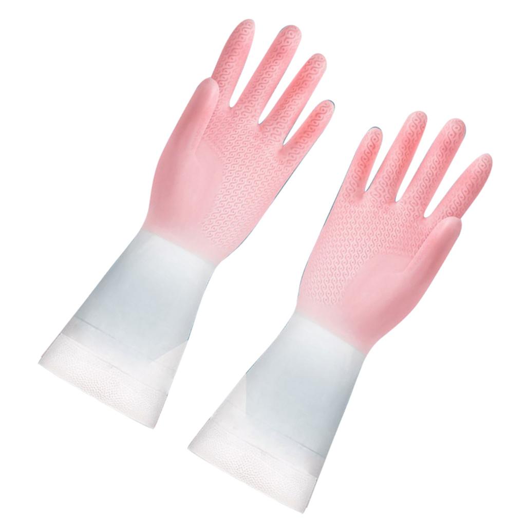 Küchenspülhandschuhe Wasserdicht Latex Multifunktionale Haushaltsreinigungshandschuhe Rosa S