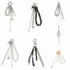 Star Rivet Pearl Beadeds Keychain Metal Peach Heart Key Ring Fashion Chain Bag Pendant  Decoration