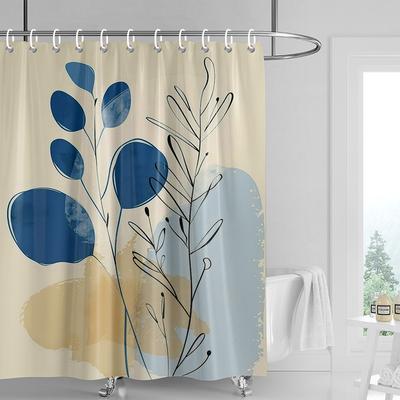 Nordic Style Bathroom Soft Fabric Shower Curtain Abstract Tropical Plant Art Pattern Waterproof Bathroom Decorative Curtain