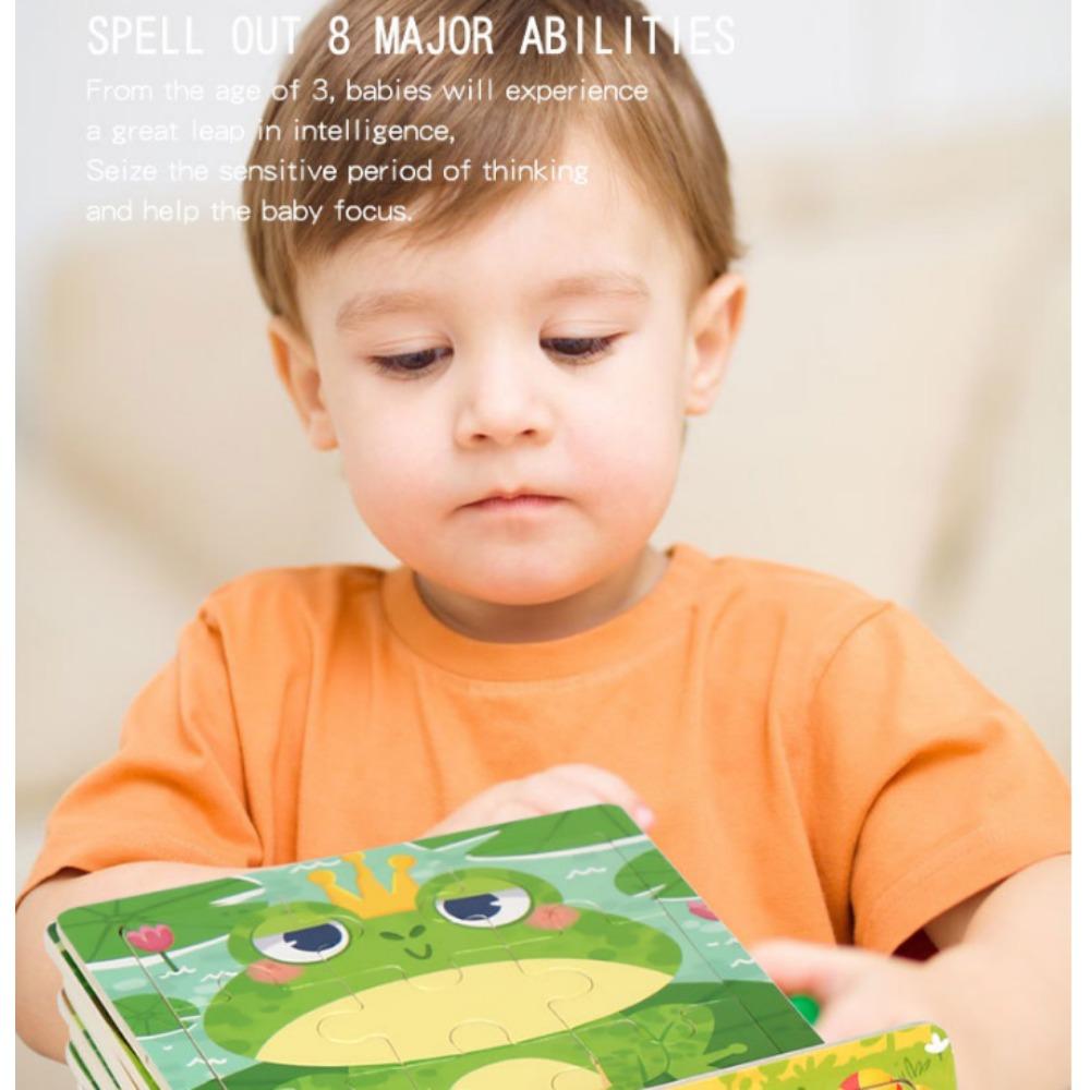 9-Piece Wooden Children'S Jigsaw Puzzle Toy For Early Childhood Education Cartoon Animal Transportation Cognitive Puzzle