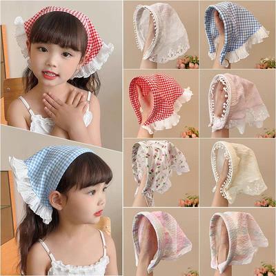 Dulci colorate dantelă cu design în carouri bentite pentru fete agrafe de păr din țesătură pentru bebeluși Accesorii triunghiulare Bandana Accesorii pentru cap pentru copii