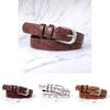 Fashion Pu Leather Leaf Pattern Belt With Metal Pin Buckle For Casual And Office Wear