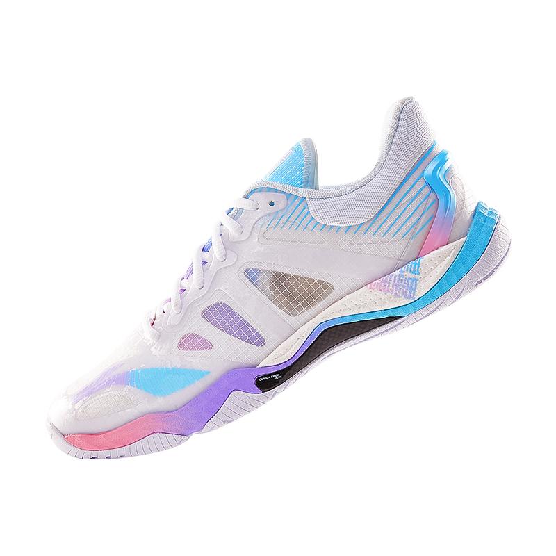 New LiNing Shock Absorbers Slip Resistant Breathable Low Top Badminton Shoes Unisex White Blue AYAR001-5
