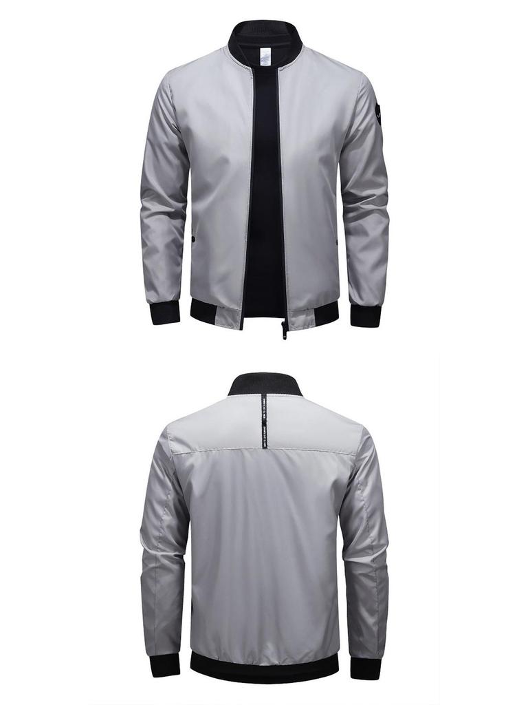 Męska Lekka Kurtka Baseballowa na Wiosnę i Jesień - Duże Rozmiary, Jednolity Kolor, Casualowa i Oddychająca