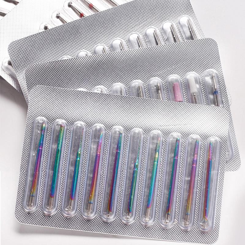 10Pcs Diamond Milling Cutters For Manicure Carbide Nail Drill Bits Kit Tools