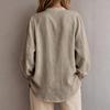 Women's Fall Long Sleeve Blouse with Embroidery and Cutout, Round Neck Loose Fit Casual Shirt